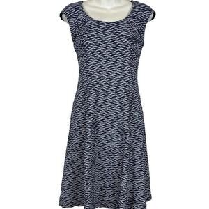 RN Studio by Ronni Nicole Womens Navy White Stretch Knit Cap Sleeve Dress sz 6